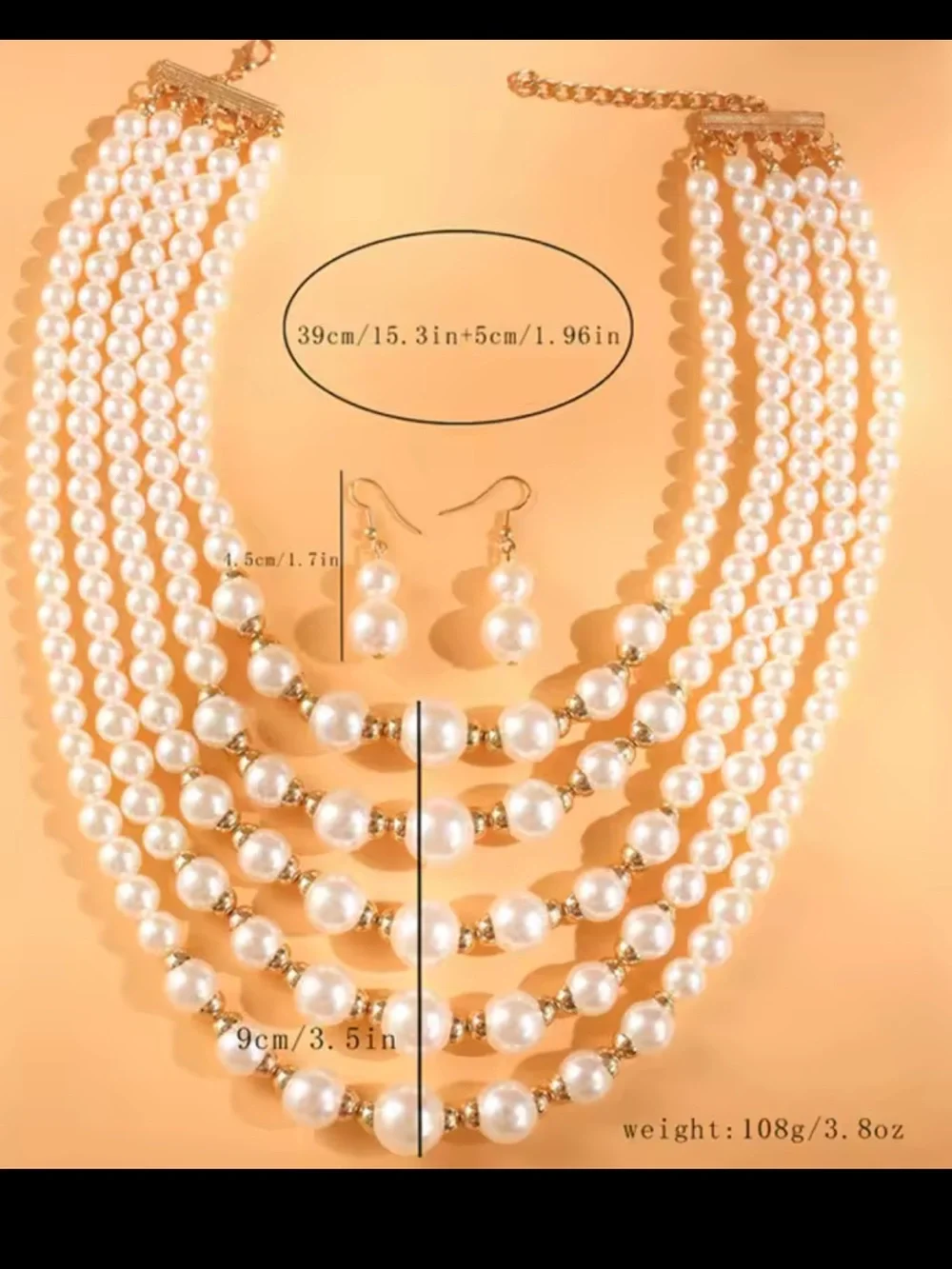Anthropologie Layered Pearl Necklace with Gold Accents - White and Gold - Picture 5 of 5